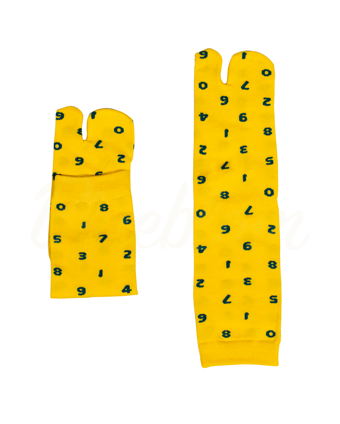 Yellow Digital Symbol Tabi Socks