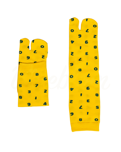 Yellow Digital Symbol Tabi Socks