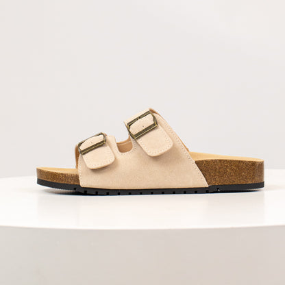 Open Toe Suede Dual Buckle Sandals clogs