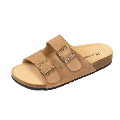 Open Toe Suede Dual Buckle Sandals clogs