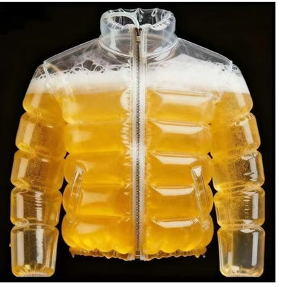 Inflatable Beer Puffer Jacket Costume Transparent Beer-Filled Jacket for Pools