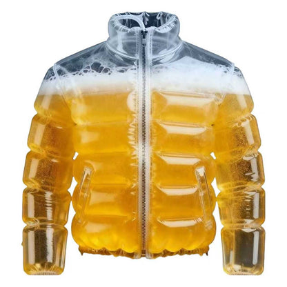 Inflatable Beer Puffer Jacket Costume Transparent Beer-Filled Jacket for Pools