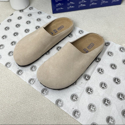 Suede Round Toe Slip Clogs