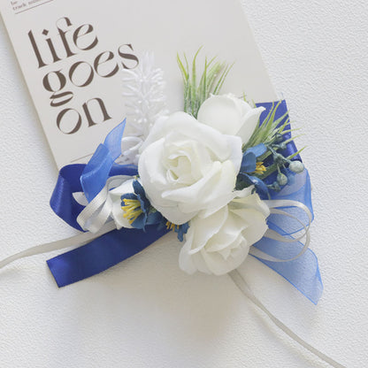 Blue Wrist Prom Corsage Boutonniere  for Wedding Prom Party