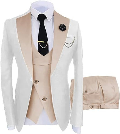 Men's Slim Fit 3-Piece Black Pants Graduation Prom Suit