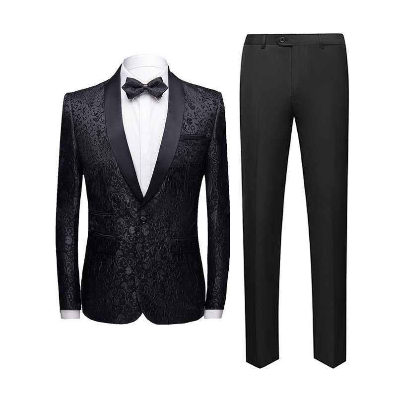 Black Paisley Jacquard 2-Piece Mens Prom Suit