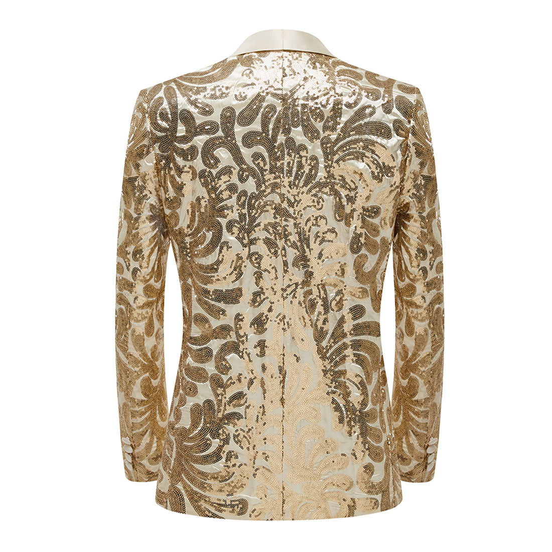 Men's Champagne  Floral Sequin Shawl Lapel Blazer prom suit