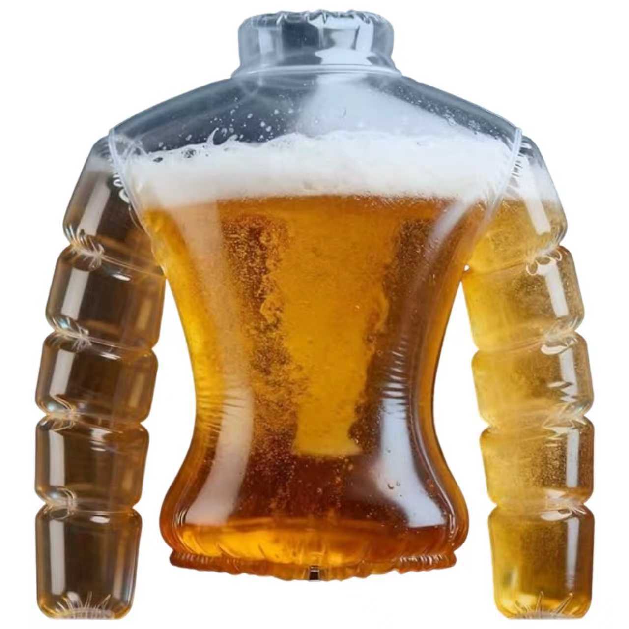 Inflatable Beer Puffer Jacket Costume Transparent Beer-Filled Jacket for Pools