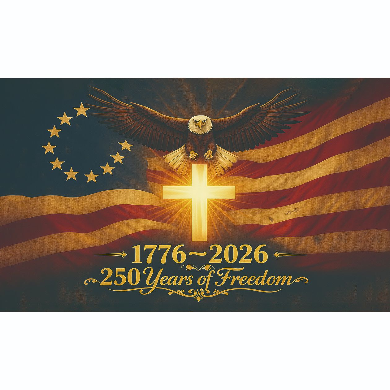 American 250th Anniversary Arched Polyester Flag-2 PACK