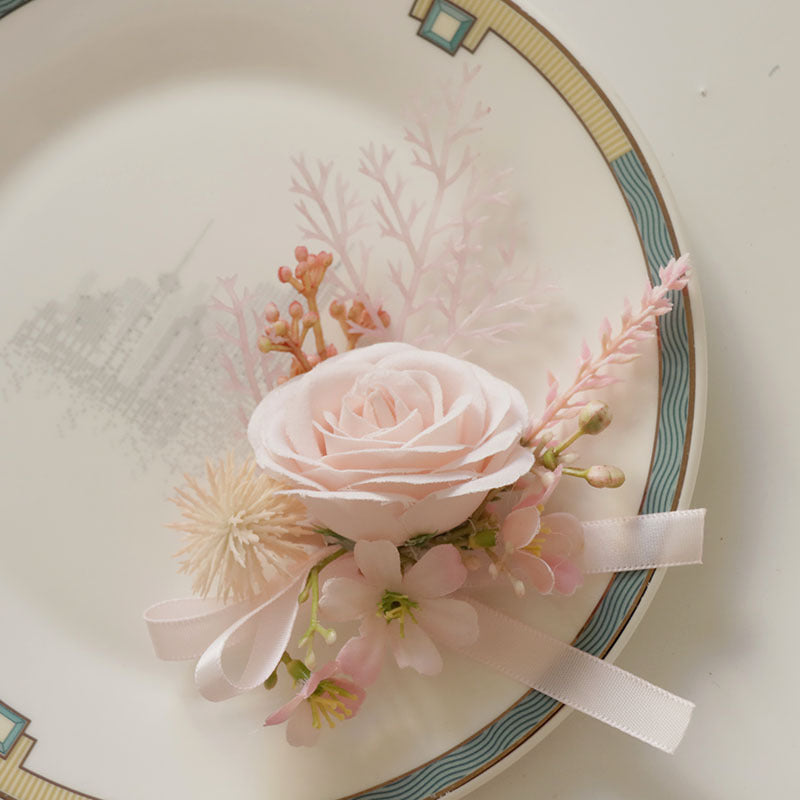 Pink Wrist Prom Corsage Boutonniere  for Wedding Prom Party