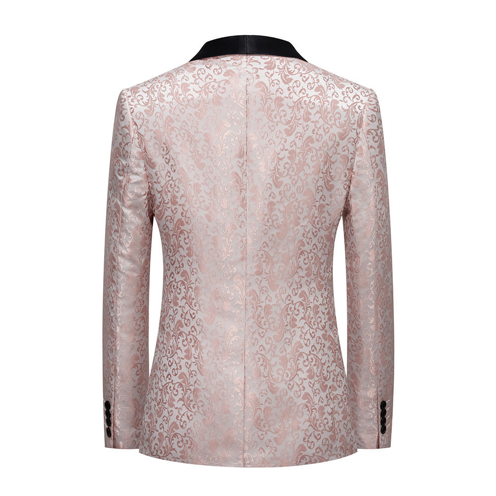 Men's 2-Piece Pink Paisley Jacquard Embroidery Tuxedo Prom Suit