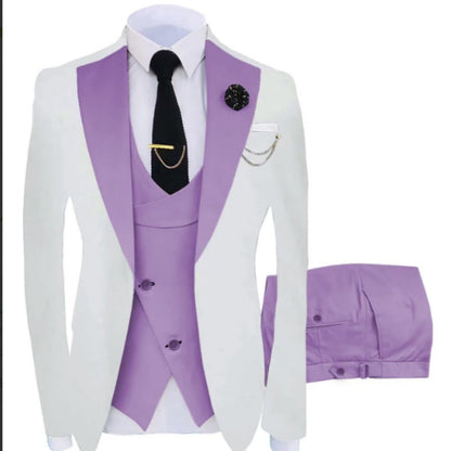 Men's Slim Fit 3-Piece Black Pants Graduation Prom Suit
