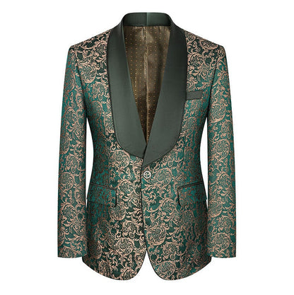 Green jacquard Men's 3-Piece prom suit