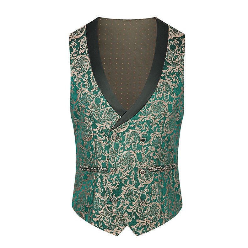 Green jacquard Men's 3-Piece prom suit