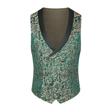 Green jacquard Men's 3-Piece prom suit