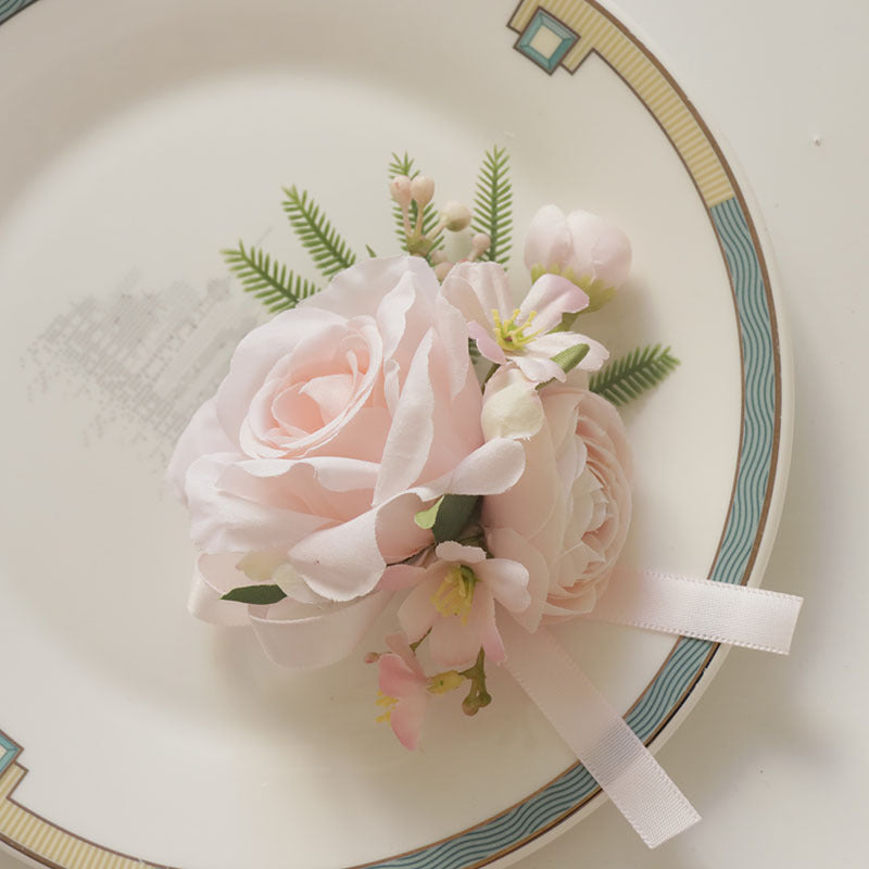 Pink Wrist Prom Corsage Boutonniere  for Wedding Prom Party