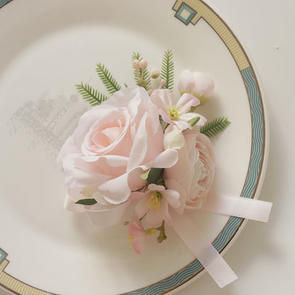 Pink Wrist Prom Corsage Boutonniere  for Wedding Prom Party