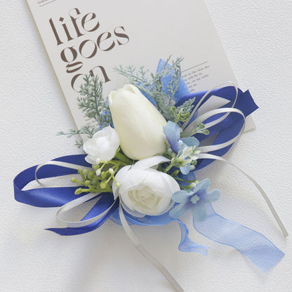 Blue Wrist Prom Corsage Boutonniere  for Wedding Prom Party