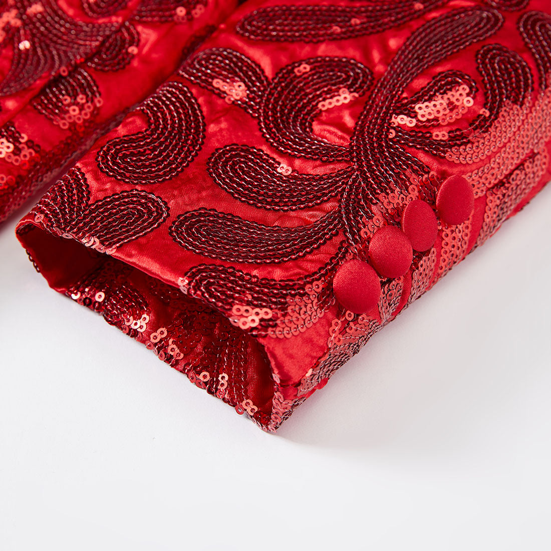 Men's Red Floral Sequin Shawl Lapel Blazer prom suit