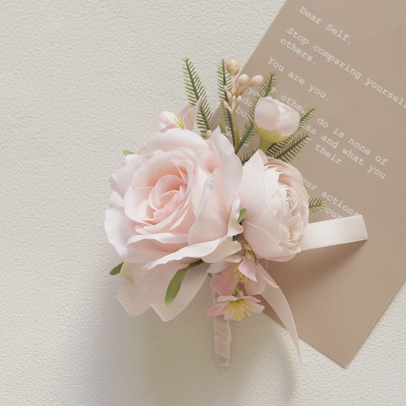 Pink Wrist Prom Corsage Boutonniere  for Wedding Prom Party