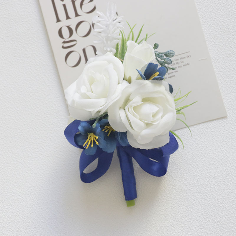 Blue Wrist Prom Corsage Boutonniere  for Wedding Prom Party