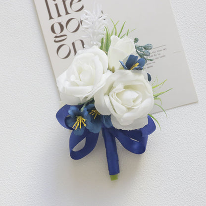 Blue Wrist Prom Corsage Boutonniere  for Wedding Prom Party