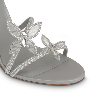 Silver Sandal With Butterflies And Crystals Heels Prom Shoes