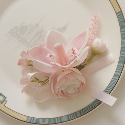 Pink Wrist Prom Corsage Boutonniere  for Wedding Prom Party