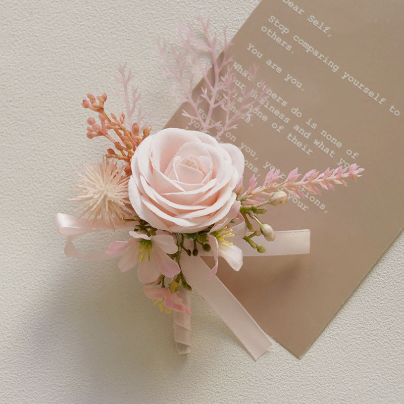 Pink Wrist Prom Corsage Boutonniere  for Wedding Prom Party
