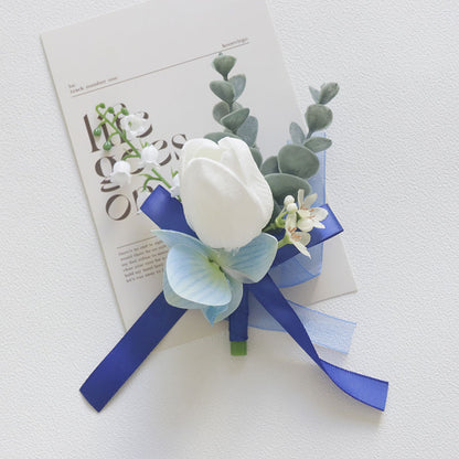 Blue Wrist Prom Corsage Boutonniere  for Wedding Prom Party