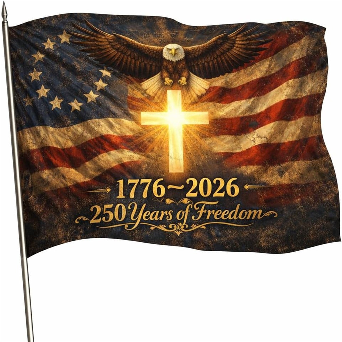 American 250th Anniversary Arched Polyester Flag-2 PACK