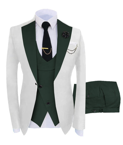 Men's Slim Fit 3-Piece Black Pants Graduation Prom Suit
