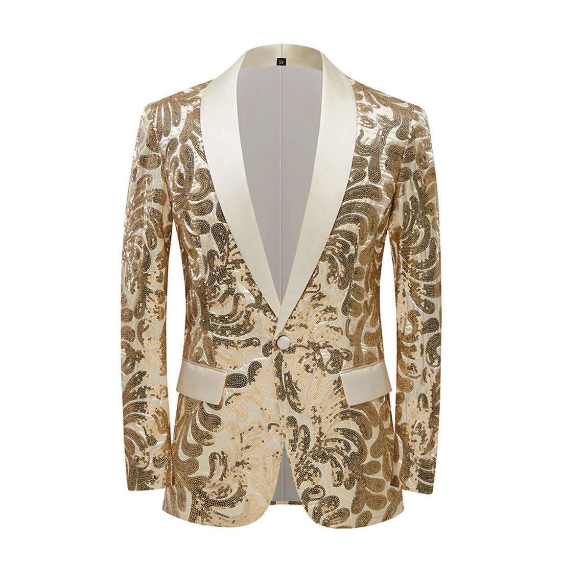 Men's Champagne  Floral Sequin Shawl Lapel Blazer prom suit