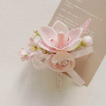Pink Wrist Prom Corsage Boutonniere  for Wedding Prom Party