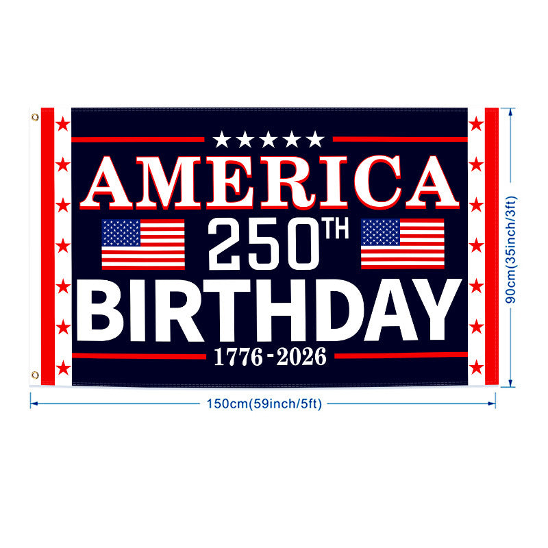 US 250th Anniversary Arched Polyester Flag