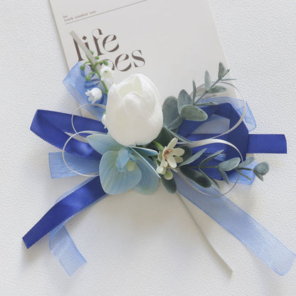 Blue Wrist Prom Corsage Boutonniere  for Wedding Prom Party