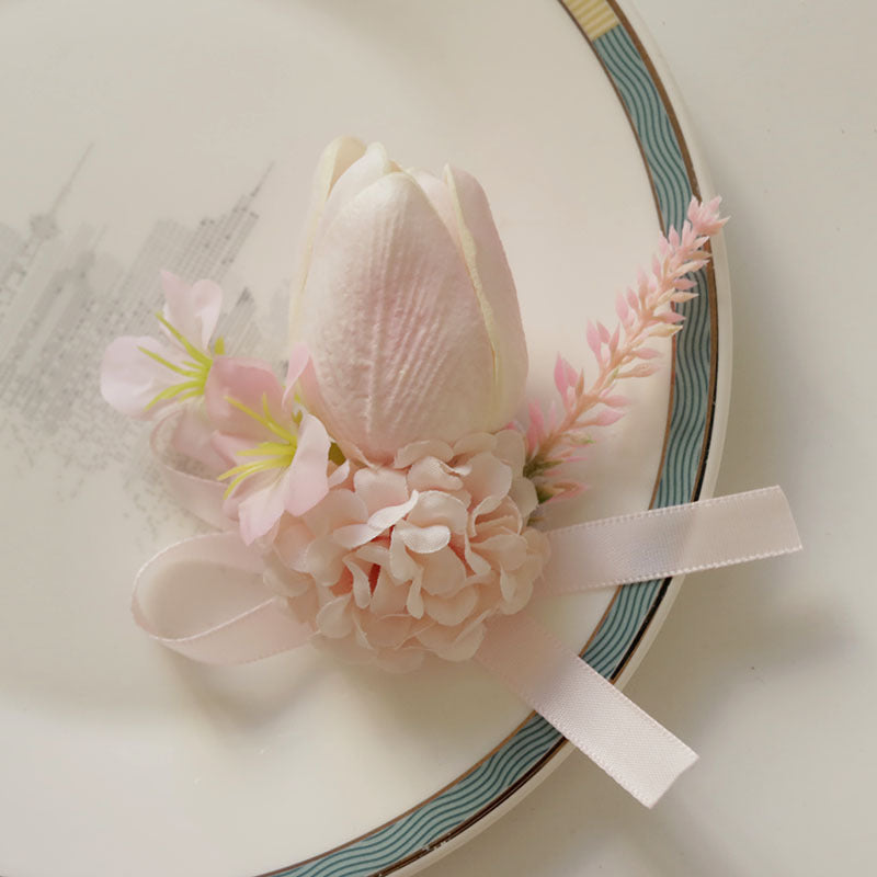 Pink Wrist Prom Corsage Boutonniere  for Wedding Prom Party