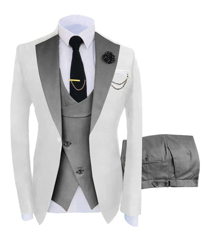 Men's Slim Fit 3-Piece Black Pants Graduation Prom Suit
