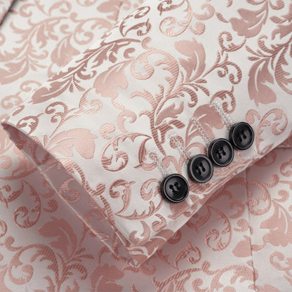 Men's 2-Piece Pink Paisley Jacquard Embroidery Tuxedo Prom Suit