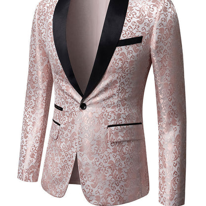 Men's 2-Piece Pink Paisley Jacquard Embroidery Tuxedo Prom Suit