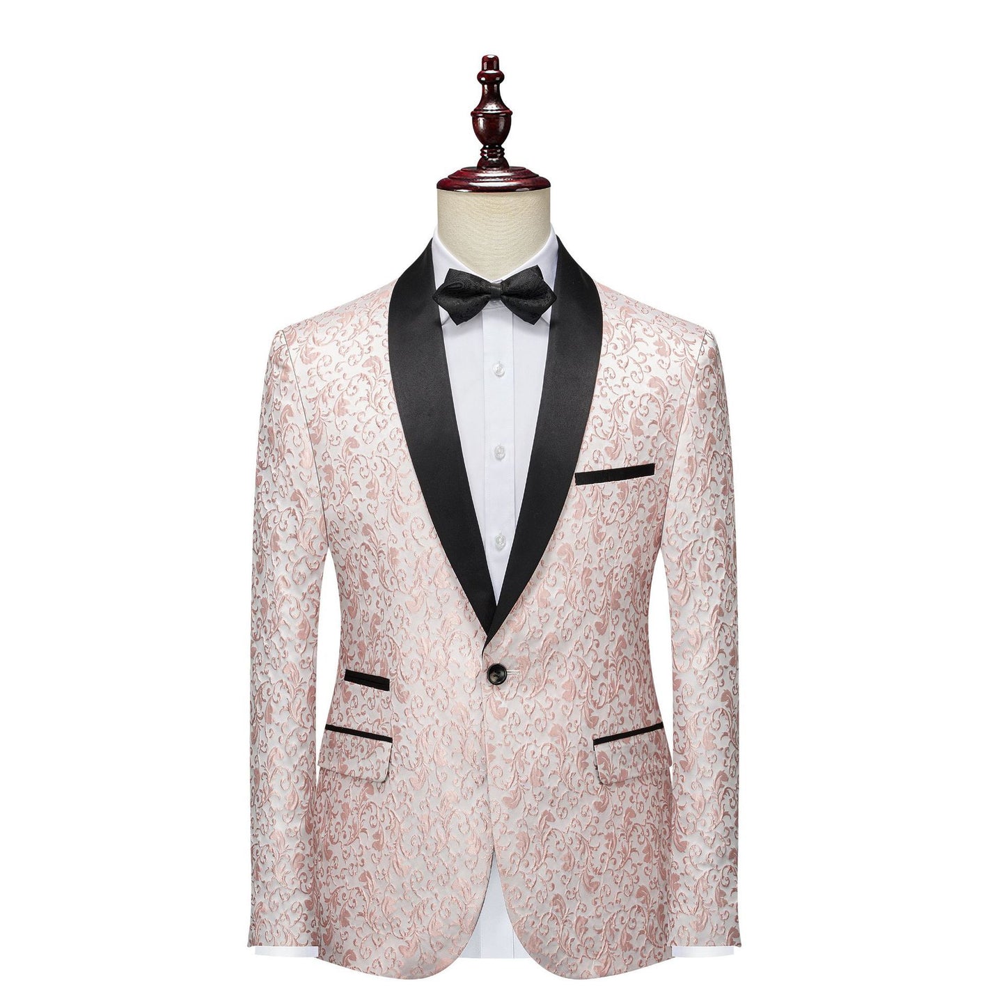 Men's 2-Piece Pink Paisley Jacquard Embroidery Tuxedo Prom Suit
