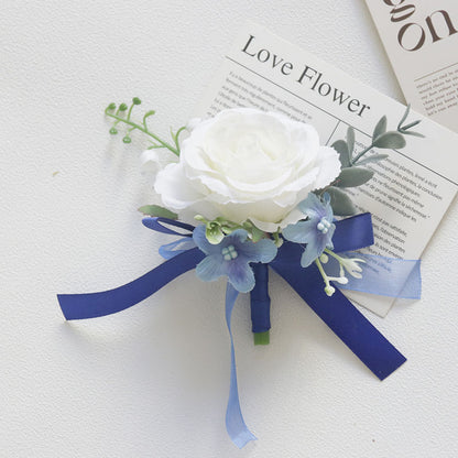 Blue Wrist Prom Corsage Boutonniere  for Wedding Prom Party