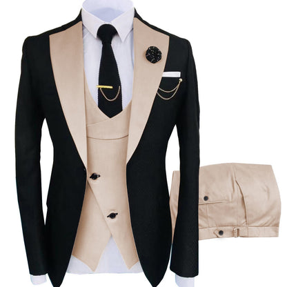 Men's Slim Fit 3-Piece Black Pants Graduation Suit | Formal Dress for African American Graduates