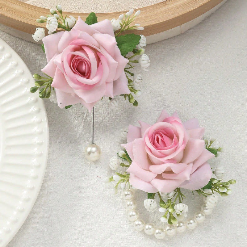 Floral Wrist Prom Corsage & Boutonniere Set for Wedding Prom Party