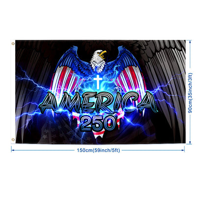 US 250th Anniversary Arched Polyester Flag