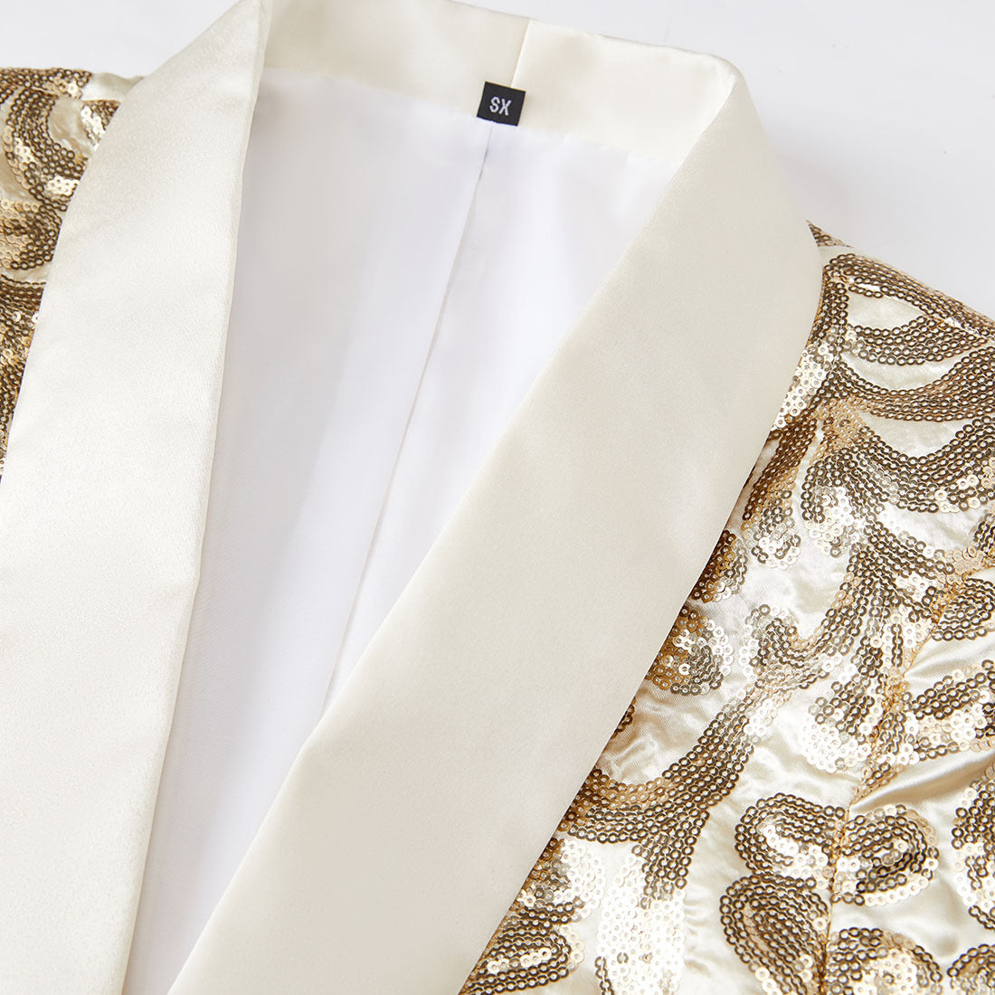 Men's Champagne  Floral Sequin Shawl Lapel Blazer prom suit