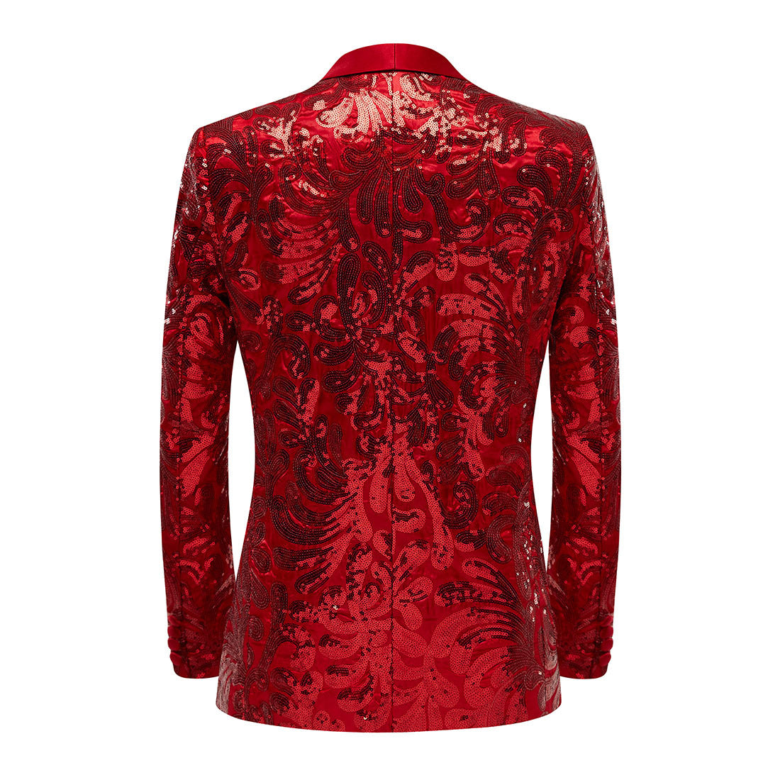 Men's Red Floral Sequin Shawl Lapel Blazer prom suit