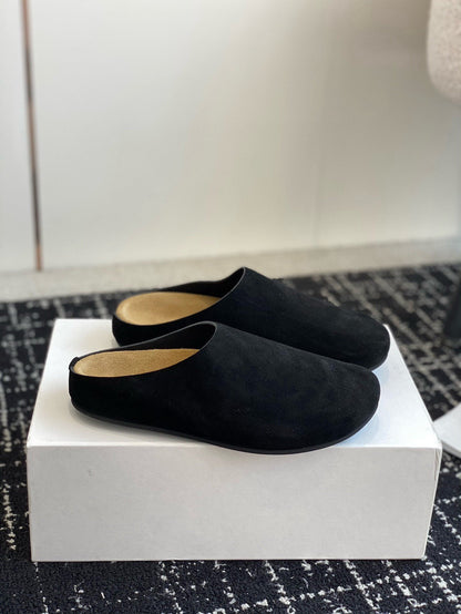 Suede Round Toe Slip Clogs