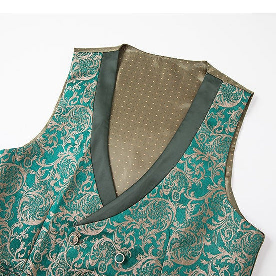 Green jacquard Men's 3-Piece prom suit
