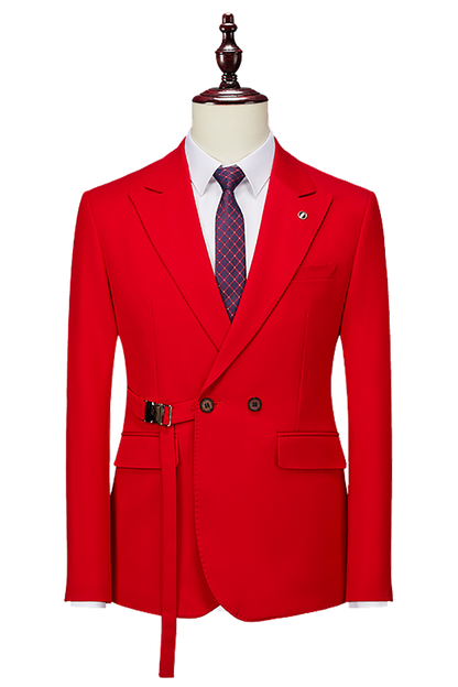 Red 2-Button Flexible Waistband Modern Fit Suit